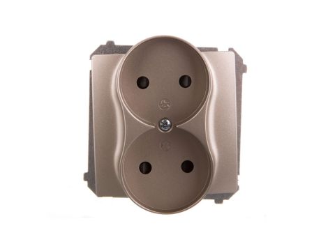 Simon Basic Gniazdo podwójne b/u z przesłonami satynowy BMG2MZ.01/29