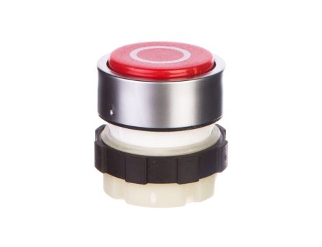 Przycisk fi22mm z ukrytym czołem czerwony /0/, pierścień w kolorze aluminium BE-B3D RT-0