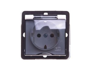 IMPRESJA Gniazdo bryzgoszczelne z/u Schuko IP44 klapka przezroczysta ecrue GPH-1YS/m/27/d