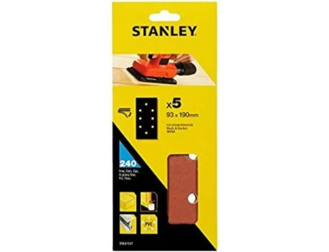 STA.PAPIER ŚCIERNY 93mm x 190mm P80 /5szt. 8 OTWORÓW NA RZEP