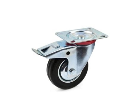 Koło obrotowe skrętne stalowe/gumowe z hamulcem 100/125/160 lub 200 mm, ŚREDNICA: 125 mm