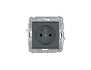 ICON Mechanizm gniazda pojedynczego z uziemieniem 2P+Z (przesłony torów prądowych) grafitowy mat 28IGP-1zp