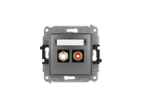 ICON Mechanizm gniazda podwójnego RCA (typu cinch - biały i czerwony, pozłacany) grafitowy 11IGRCA-2