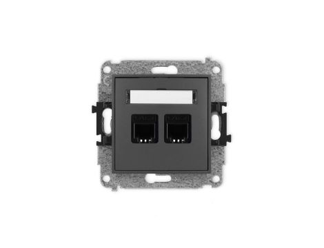 ICON Mechanizm gniazda telefonicznego podwójnego 2xRJ11, 4-stykowy, beznarzędziowe grafitowy mat 28IGT-2