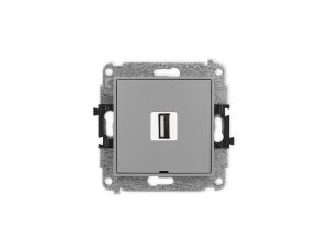 ICON Mechanizm gniazda pojedynczego USB A-A 2.0, bez pola opisowego szary mat 27IGUSBBO-1