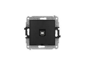 ICON Mechanizm gniazda pojedynczego USB A-B 2.0, bez pola opisowego czarny mat 12IGUSBBO-3