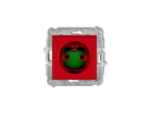 ICON Mechanizm gniazda pojedynczego z uziemieniem 2P+Z DATA z kluczem czerwony IGZK