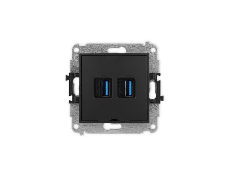 ICON Mechanizm gniazda podwójnego 2xUSB A-A 3.0, bez pola opisowego czarny mat 12IGUSBBO-6