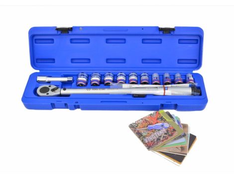 KING TONY KLUCZ DYNAMOMETRYCZNY 1/2" 42-210Nm Z ZESTAWEM NASADEK 12cz.