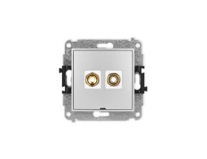 ICON Mechanizm gniazda głośnikowego poj. bez opisu(banan czerwony i czarny, pozłacany, 4 mm2, skręcany) srebrny metalik 7IGGBO-4