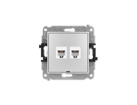 ICON Mechanizm gniazda telefonicznego podwójnego 2xRJ11, 4-stykowy, beznarzędziowe, bez pola opisowego srebrny metalik 7IGTBO-2