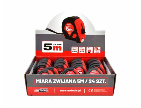 AWTOOLS MIARA ZWIJANA CZERWONO-CZARNA 10m x 25mm - 2