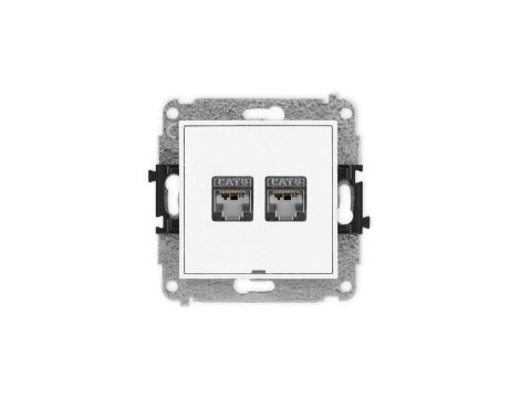 ICON Mechanizm gniazda komputerowego podwójnego 2xRJ45, kat. 6, ekranowane, 8-stykowy, bez pola opisowego biały mat 25IGKBO-6