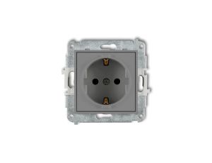 ICON Mechanizm gniazda pojedynczego z uziemieniem SCHUKO 2P+Z (przesłony torów prądowych) szary mat 27IGP-1sp