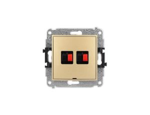 ICON Mechanizm gniazda głośnikowego podwójnego, bez pola opisowego złoty 29IGGBO-2