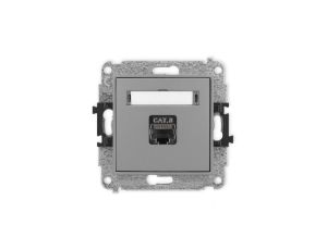 ICON Mechanizm gniazda komputerowego pojedynczego 1xRJ45, kat. 8, ekranowane, 8-stykowy szary mat 27IGK-11