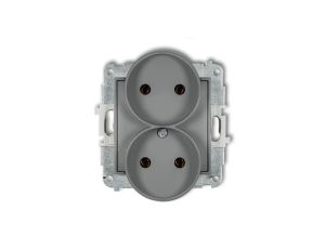 ICON Mechanizm gniazda podwójnego do ramki bez uziemienia 2x2P (bez przesłon torów prądowych) szary mat 27IGPR-2