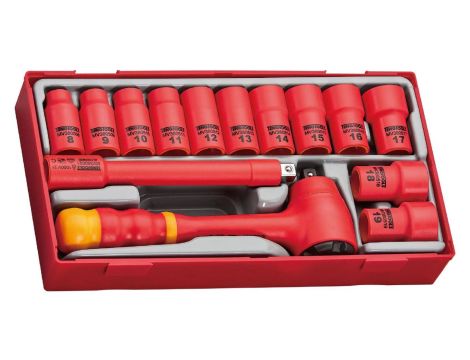 Zestaw narzędzi nasadowych izolowanych VDE 1000V z chwytem 3/8 cala 285240107