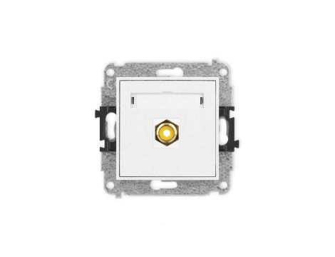 MINI Mechanizm gniazda pojedynczego RCA (typu cinch - żółty, pozłacany) biały mat 25MGRCA-1