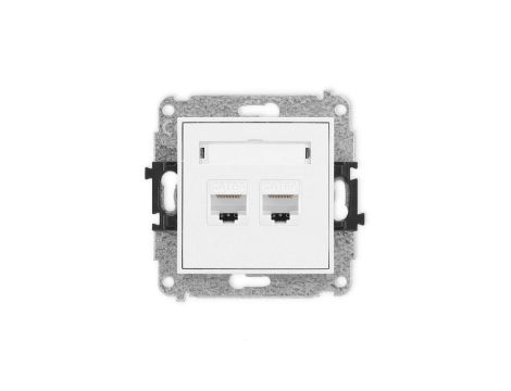 MINI Mechanizm gniazda komputerowego podwójnego 2xRJ45, kat. 6A, 8-stykowy biały mat 25MGK-8