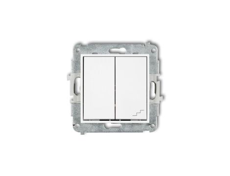 MINI Mechanizm łącznika jednobiegunowego ze schodowym (osobne zasilanie) biały mat 25MWP-10.2