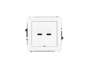 DECO Mechanizm gniazda podwójnego 2xUSB C-C, bez pola opisowego, biały mat 25DGUSBBO-8