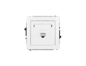 DECO Mechanizm gniazda komputerowego pojedynczego 1xRJ45, kat. 6A, 8-stykowy, biały mat 25DGK-7