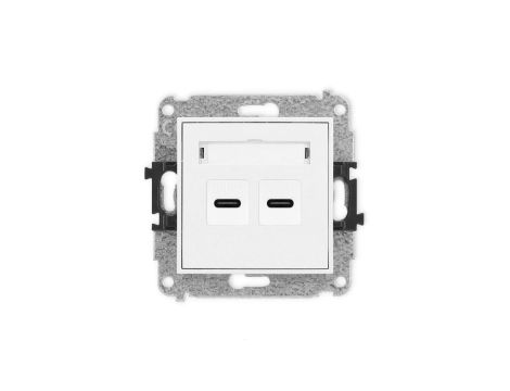 MINI Mechanizm gniazda podwójnego 2xUSB C-C biały mat 25MGUSB-8