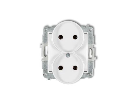 MINI Mechanizm gniazda podwójnego do ramki bez uziemienia 2x2P (bez przesłon torów prądowych) biały mat 25MGPR-2
