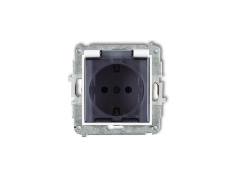 MINI Mechanizm gniazda bryzgoszczelnego z uziemieniem SCHUKO 2P+Z (klapka dymna, przesłony torów prądowych) biały mat 25MGPB-1sd