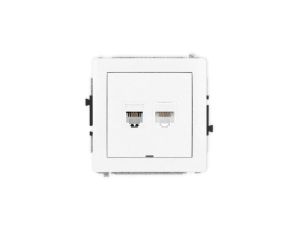DECO Mechanizm gniazda telefon. pojedynczego 1xRJ11 + komputer. pojedynczego 1xRJ45, kat. 5e, 8-stykowy, bez pola opis. 25DGTKBO