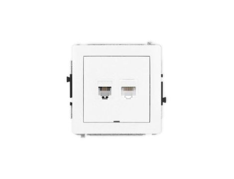 DECO Mechanizm gniazda telefon. pojedynczego 1xRJ11 + komputer. pojedynczego 1xRJ45, kat. 5e, 8-stykowy, bez pola opis. 25DGTKBO