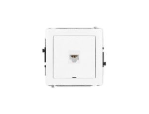 DECO Mechanizm gniazda komputerowego pojedynczego 1xRJ45, kat. 6A, 8-stykowy, bez pola opisowego, biały mat 25DGKBO-7