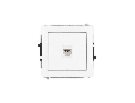 DECO Mechanizm gniazda komputerowego pojedynczego 1xRJ45, kat. 6A, 8-stykowy, bez pola opisowego, biały mat 25DGKBO-7
