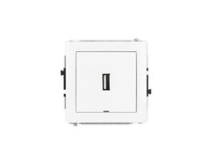 DECO Mechanizm gniazda pojedynczego USB A-A 2.0, bez pola opisowego, biały mat 25DGUSBBO-1