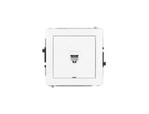 DECO Mechanizm gniazda telefonicznego pojedynczego 1xRJ11, 4-stykowy, beznarzędziowe, bez pola opisowego, biały mat 25DGTBO-1