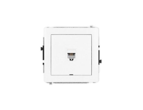 DECO Mechanizm gniazda telefonicznego pojedynczego 1xRJ11, 4-stykowy, beznarzędziowe, bez pola opisowego, biały mat 25DGTBO-1