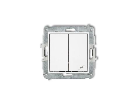 MINI Mechanizm łącznika jednobiegunowego ze schodowym (wspólne zasilanie) biały mat 25MWP-10.1