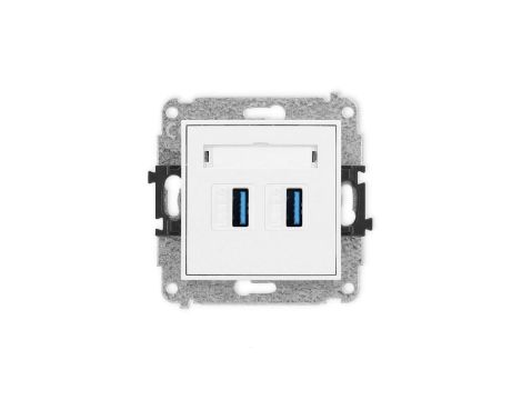 MINI Mechanizm gniazda podwójnego 2xUSB A-A 3.0 biały mat 25MGUSB-6