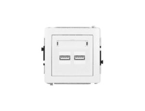 DECO Mechanizm ładowarki USB podwójnej, 5V, 3.1A, biały mat 25DCUSB-6