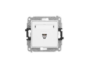 MINI Mechanizm gniazda telefonicznego pojedynczego 1xRJ11, 4-stykowy, beznarzędziowe biały mat 25MGT-1