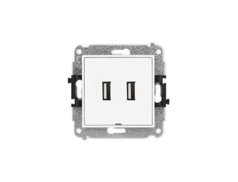 MINI Mechanizm gniazda podwójnego 2xUSB A-A 2.0, bez pola opisowego biały mat 25MGUSBBO-2