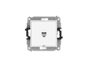 MINI Mechanizm gniazda telefonicznego pojedynczego 1xRJ11, 4-stykowy, beznarzędziowe, bez pola opisowego biały mat 25MGTBO-1