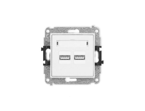 MINI Mechanizm ładowarki USB podwójnej, 5V, 3.1A biały mat 25MCUSB-6