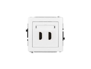 DECO Mechanizm gniazda podwójnego HDMI 2.0, biały mat 25DHDMI-4