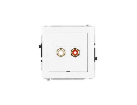 DECO Mechanizm gniazda podwójnego RCA, bez pola opisowego (typu cinch - biały i czerwony, pozłacany), biały mat 25DGRCABO-2