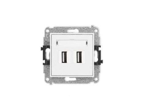MINI Mechanizm gniazda podwójnego 2xUSB A-A 2.0 biały mat 25MGUSB-2