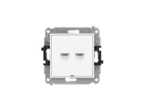 MINI Mechanizm gniazda komputerowego podwójnego 2xRJ45, kat. 5e, 8-stykowy, bez pola opisowego biały mat 25MGKBO-2
