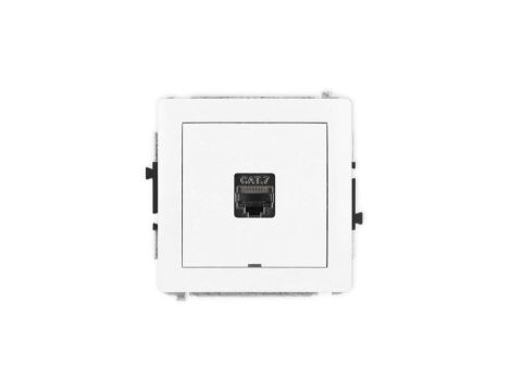 DECO Mechanizm gniazda komputerowego pojedynczego 1xRJ45, kat. 7, ekranowane, 8-stykowy, bez pola opisowego, biały mat 25DGKBO-9