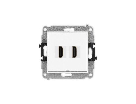 MINI Mechanizm gniazda podwójnego HDMI 2.0, bez pola opisowego biały mat 25MHDMIBO-4